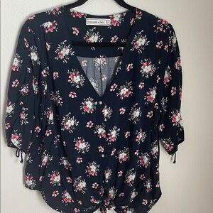 Abercrombie & Fitch Floral Blouse - Black and Pink